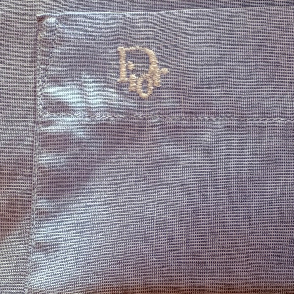 Christian Dior Vintage Blue Dress Shirt Contrast White Collar XL Made in USA - Picture 4 of 7